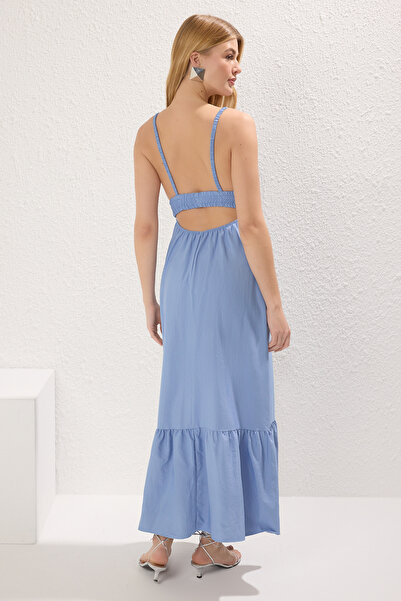 Trendyol Collection Μίντι υφαντό φόρεμα Indigo Plain Gipeli TWOSS24EL00340