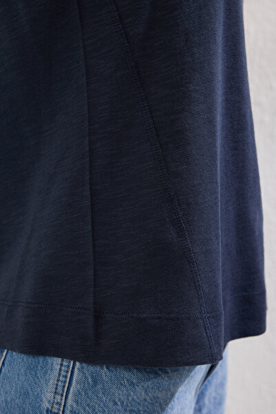 Trendyol Collection Navy Blue Modal Content Sleeveless Regular Cut Knitted Undershirt