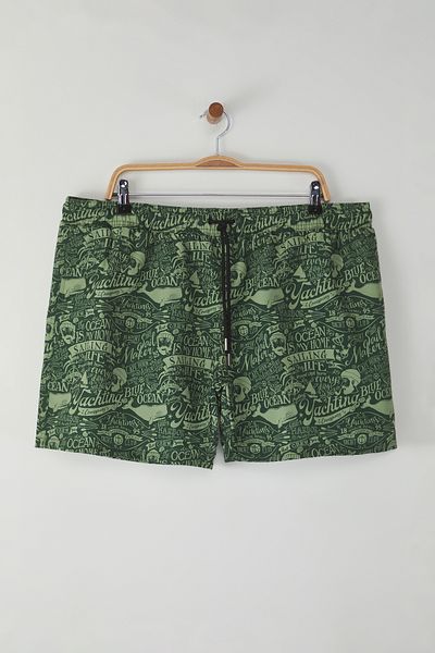 Trendyol Collection Khaki Large Size Patterned Swimsuit Swim Shorts Tmnss25Kd00002