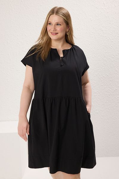 Trendyol Curve Black Poplin Woven Plus Size Dress