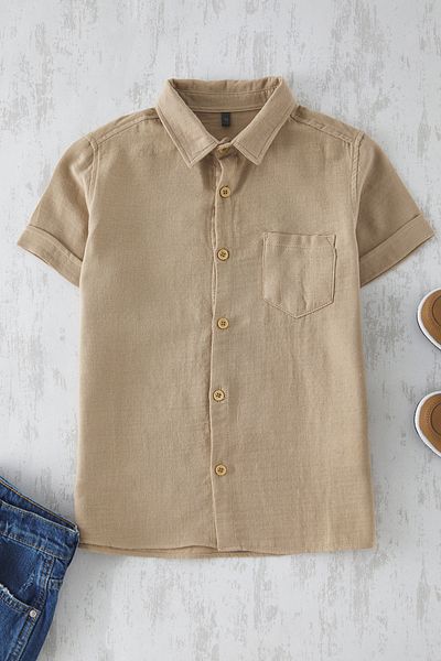 TRENDYOLKIDS Beiges kurzes Hemd TKDSS25GO00006