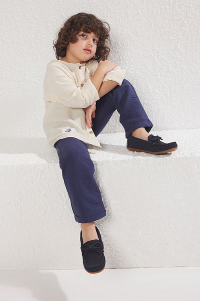 TRENDYOL SHOES Marineblaue Spitze Detaillierte Große/Kleine Jungen Kinder Loafer TAKSS25LA00009