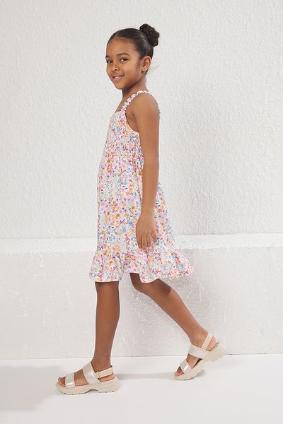 TRENDYOLKIDS Ροζ Μίνι φλοράλ πλεκτό φόρεμα TKDSS25EL00064