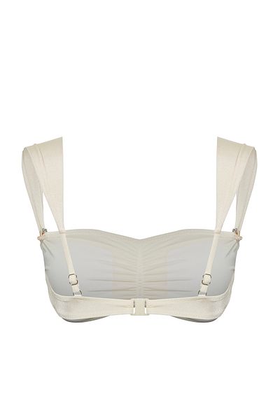 Trendyol Collection Ecru Quadratischer Ausschnitt Hübsches Bikinioberteil mit Schleife Zubehör TBESS25BU00036