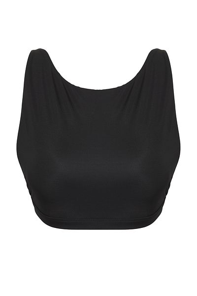 Trendyol Collection Μαύρες ίσιες μπλούζες μπικίνι με λαιμόκοψη TBESS22BU0354