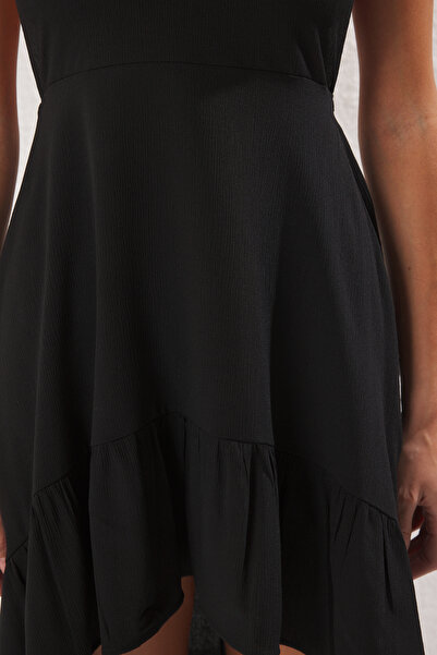 Trendyol Collection Black Mini Woven Flounce Beach Dress Tbess25El00094
