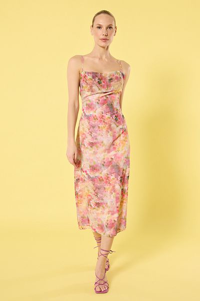 Trendyol Collection Multicolor Abstract A-Line Midi Woven Dress Twoss25El00445