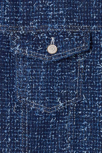 Trendyol Curve Blue Textured Crop Plus Size Denim Jacket Tbbss25Ag00008