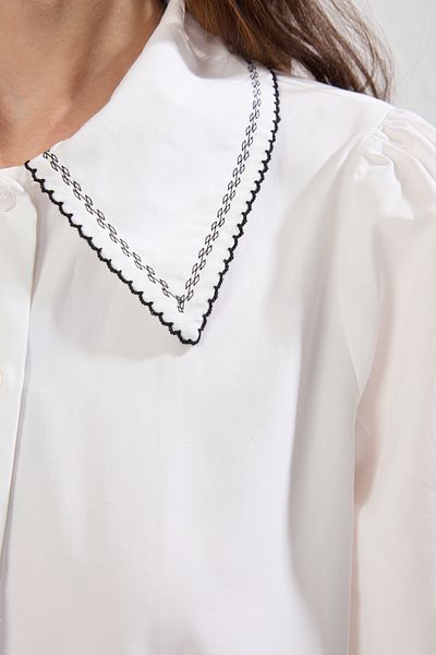 Trendyol Modest Ecru Regular Terrycotton Plain Woven Hijab Shirt TCTSS25TG00017