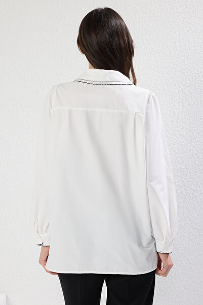 Trendyol Modest Ecru běžná froté košile s jednoduchým tkaným hidžábem Tctss25Tg00017