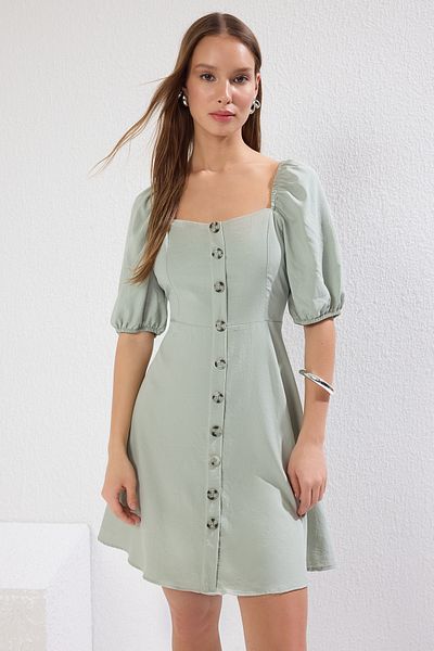Trendyol Collection Μίνι υφαντό φόρεμα με μανίκι σε γραμμή Α με μπαλόνι TWOSS20EL2314