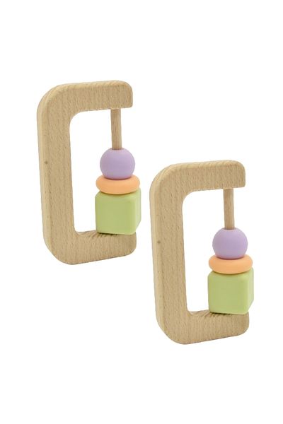 LUQU BABY Silicone + Wood Teether- Saw-Pack of 2