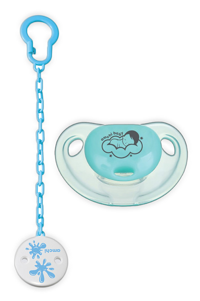 AMCHI BABY مجموعة مشابك اللهاية من Pacifier & Couture - باللون الأزرق