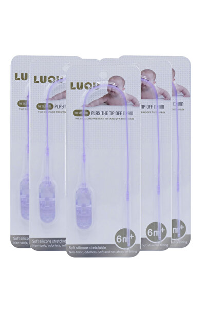 LUQU BABY حامل مصاصة من السيليكون من Luqu - أرجواني - عبوة من 5 قطع