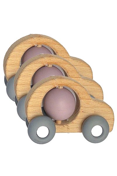 LUQU BABY Silicone + Wood Teether- Car-Pack of 3