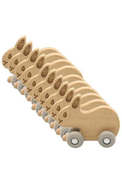 LUQU BABY Silicone + Wood Teether- Rabbit-Pack of 10