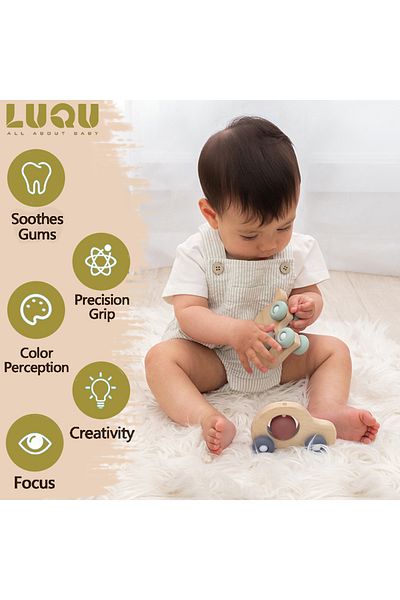 LUQU BABY Silicone + Wood Teether- Car-Pack of 10