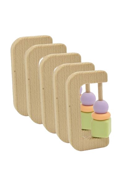 LUQU BABY Silicone + Wood Teether- Saw-Pack of 5