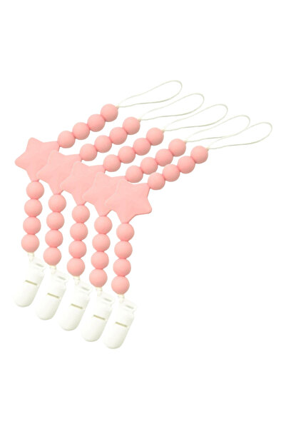 LUQU BABY خرزات مصاصة السيليكون - وردي - عبوة من 5 قطع