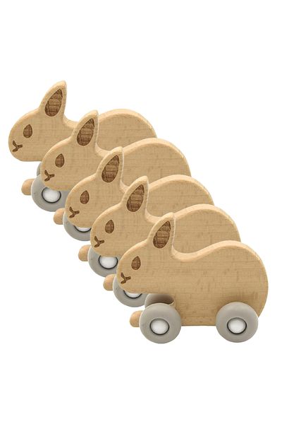 LUQU BABY Silicone + Wood Teether- Rabbit-Pack of 5