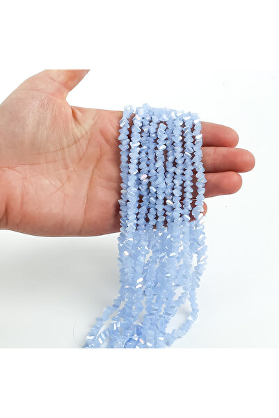 yfhobi 1 Dizi (80-85 Adet) - 6 mm Üçgen Kristal Cam Boncuk Dizisi Mat Janjanl...