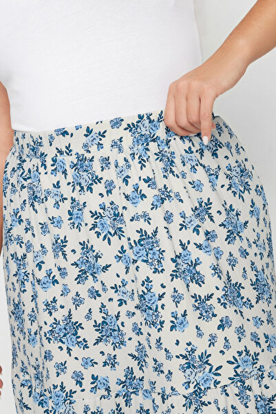 Stil Diva Patterned Layered Long Skirt - Plus Size, Elastic Waist160318