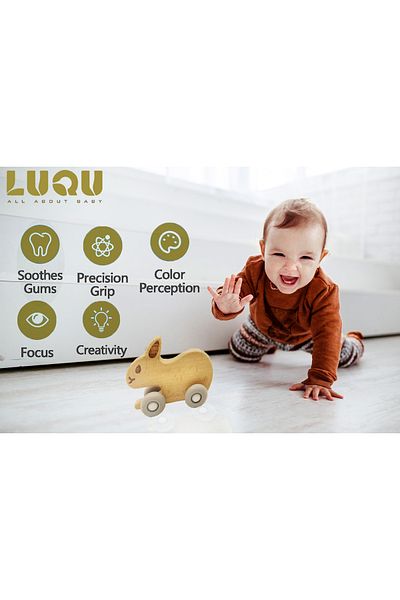 LUQU BABY Silicone + Wood Teether- Rabbit-Pack of 10