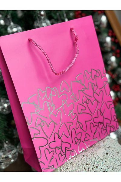 QUEEN AKSESUAR Luxury Large Luminous Lights Swivel Leaf Gift Package Cardboard Bag Sachet with Heart Fancy Pattern Rope Strap