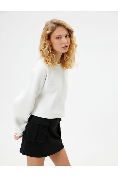 Koton Základní mikina Raised Crew Neck Dlouhý rukáv Pohodlný střih