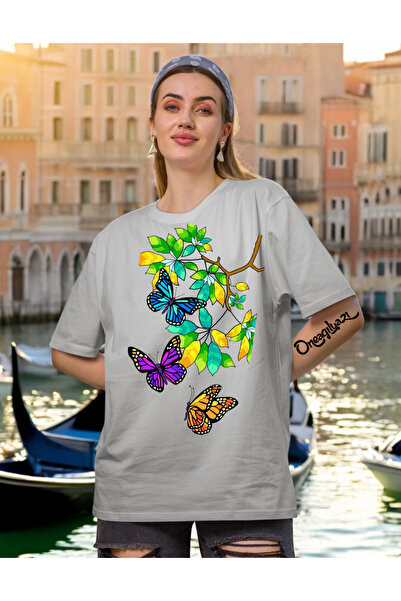 oneagılyazı Γυναικείο μπλουζάκι με σχέδιο πεταλούδας σε σχέδιο δέντρου