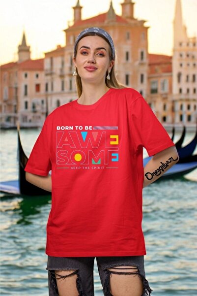 oneagılyazı Tricou oversize pentru femei cu imprimeu Born To Bea