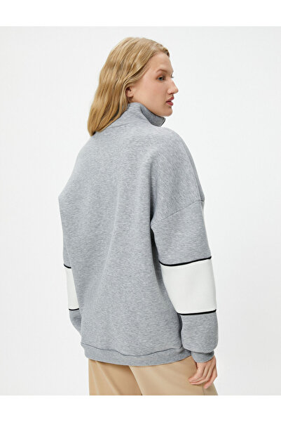 Koton Αντίθεση χρώματος για κολάρο με μισό φερμουάρ College Oversize