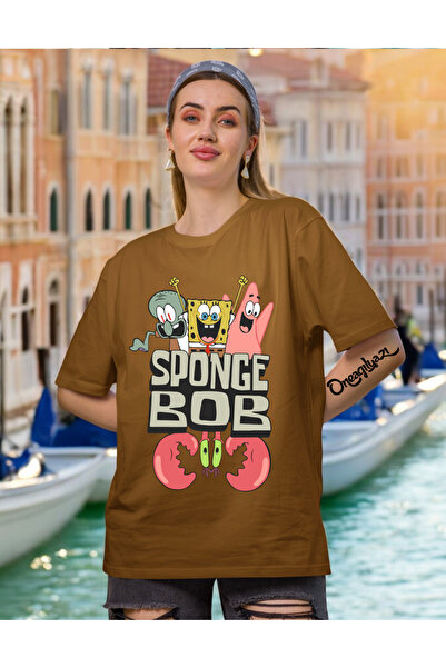 oneagılyazı تي شيرت نسائي كبير الحجم مطبوع عليه سبونج بوب
