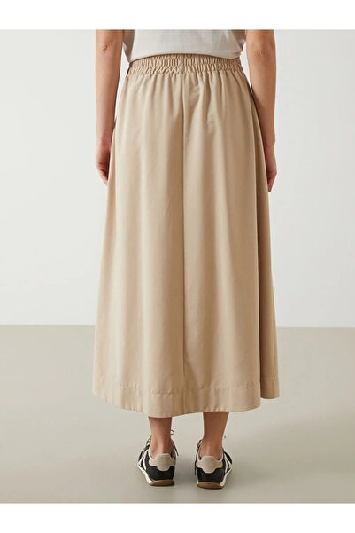 LC Waikiki Lcw Vision Beige Elastic Waist Poplin Women's Skirt