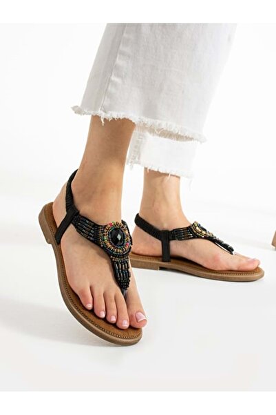 Kocamanlar Ayakkabı Feles Sa kamenim detaljima Ženske šleperice Sandale CRNE