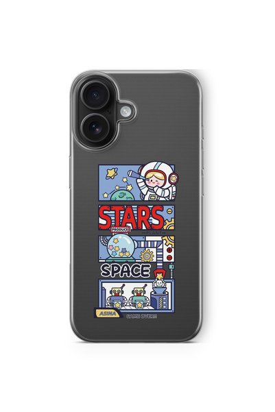 Multitronic iPhone 16 Compatible Stars Space Design Printed Transparent Case