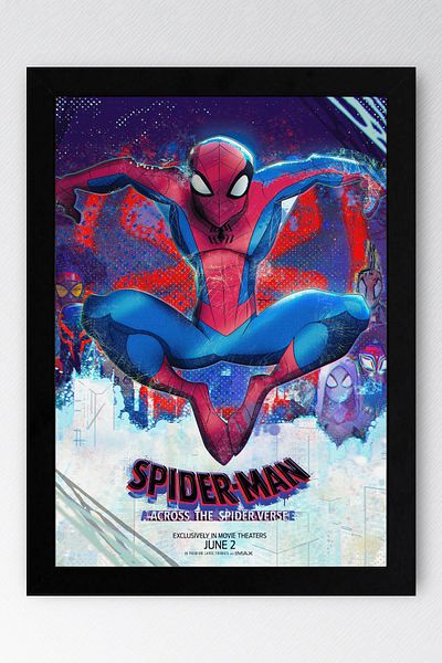 Saturn Spider Man Across the Spider Verse Framed Painting - Spiderman Fim Poster Painting