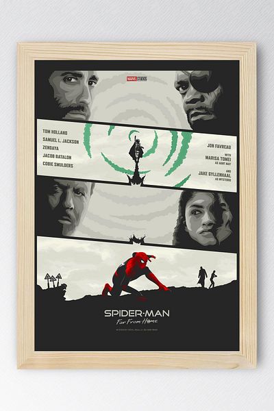 Saturn Spider Man Far from Home Framed Painting - Spiderman Fim Poster Painting