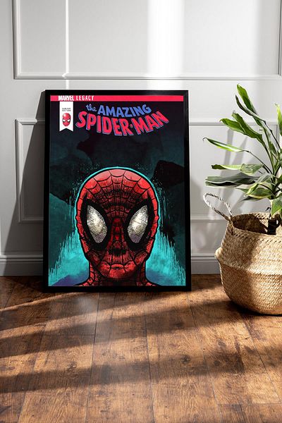 Saturn Spider Man Framed Painting - Spiderman Comic Book Cover Poster Painting