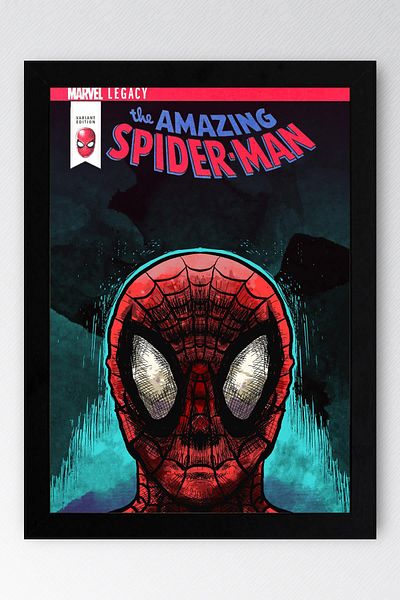 Saturn Spider Man Framed Painting - Spiderman Comic Book Cover Poster Painting