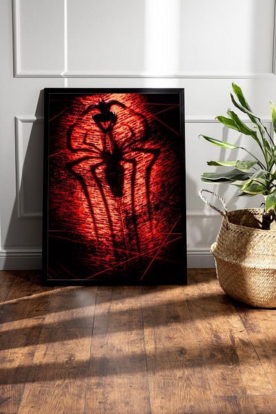 Saturn Spider Man Framed Painting - Spiderman Fim Poster Painting