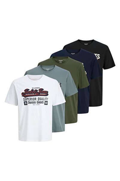 Jack & Jones JACK&JONES Herren T-Shirt, 5er Pack - JJELOGO TEE O-NECK 5PK, Ku...