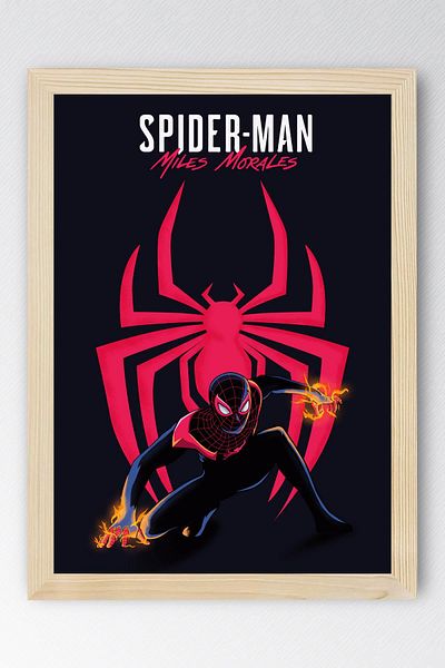 Saturn Spider Man Miles Morales Framed Painting - Spiderman Fim Poster Painting