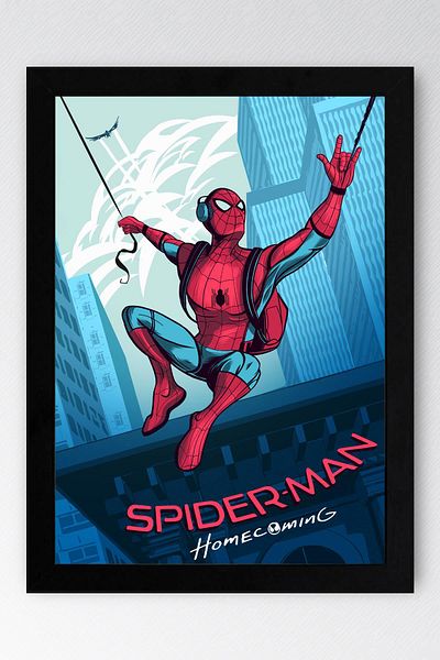 Saturn Spider Man Framed Painting - Spiderman Fim Poster Painting