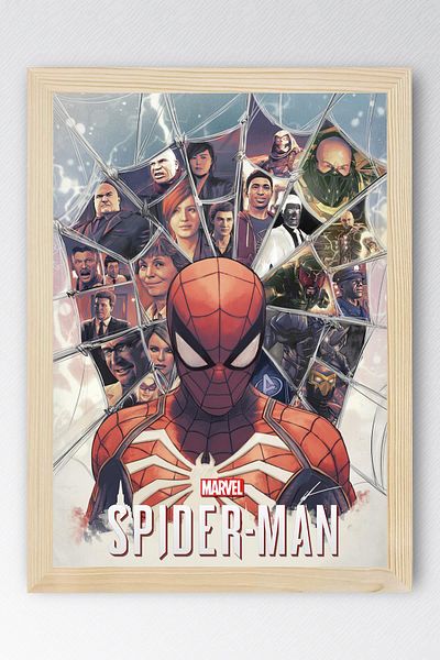 Saturn Spider Man Framed Painting - Spiderman Fim Poster Painting