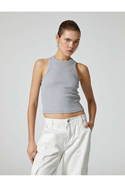 Koton Βασικό κολάρο Αθλητή με ραβδώσεις από βαμβάκι