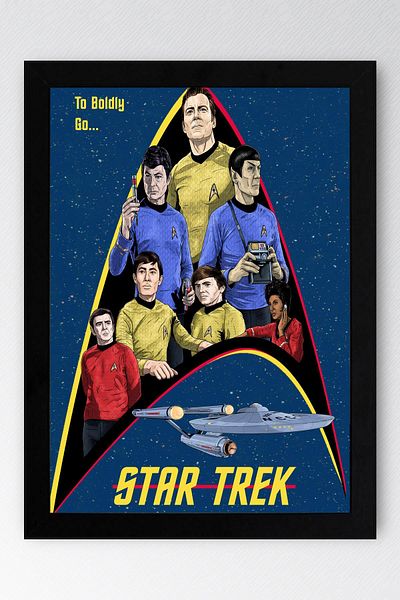 Saturn Star Trek Framed Painting - Star Trek Fim Poster Painting