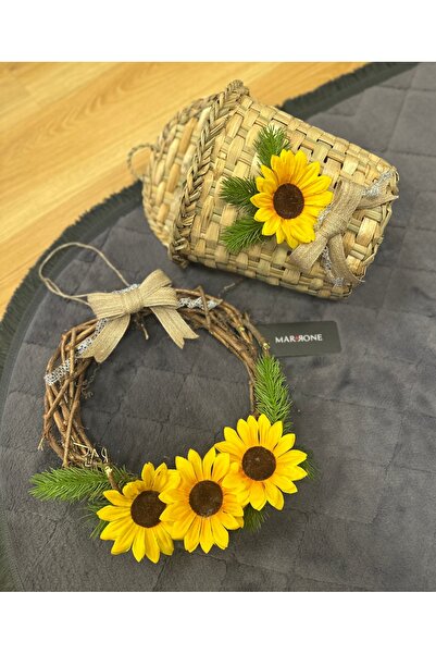 Marrone زينة باب عباد الشمس، سلة قش عباد الشمس، صندوق بريد، حامل صحف