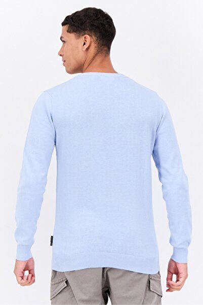 French Connection Men Crew Neck Knitted Sweater, Light Blue
