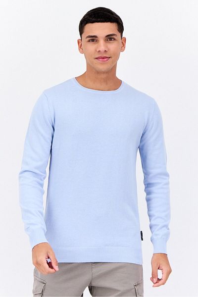 French Connection Men Crew Neck Knitted Sweater, Light Blue